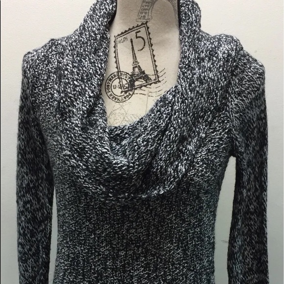 American Eagle Outfitters Women Cable Knit Cowl Neck Sweater S Black White - Picture 3 of 10